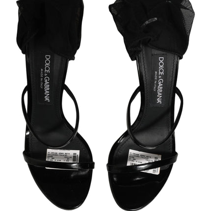 Dolce & Gabbana Stiletto Sandals Socks Knee High Boots Black