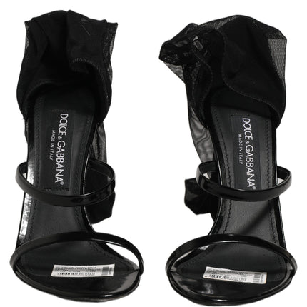 Dolce & Gabbana Stiletto Sandals Socks Knee High Boots Black