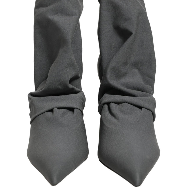 Dolce & Gabbana Gray Stretch Socks Heels Ankle Boots Shoes