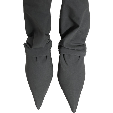 Dolce & Gabbana Gray Stretch Socks Heels Ankle Boots Shoes