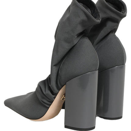 Dolce & Gabbana Gray Stretch Socks Heels Ankle Boots Shoes