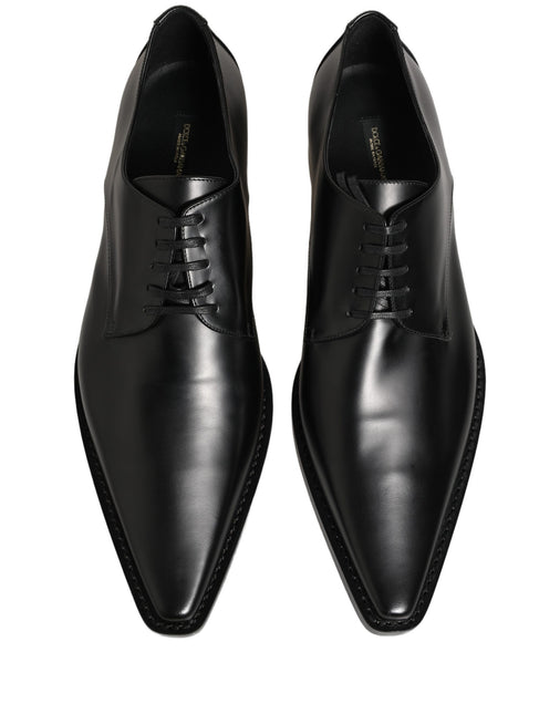 Dolce & Gabbana Black Leather Lace Up Derby Dress Shoes