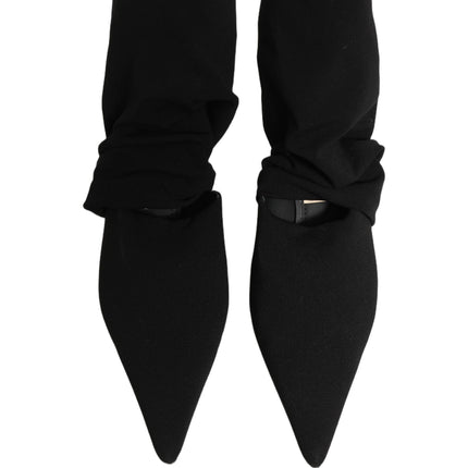 Dolce & Gabbana Black Stretch Socks Heels Ankle Boots Shoes