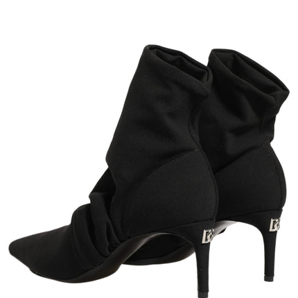 Dolce & Gabbana Black Stretch Socks Heels Ankle Boots Shoes