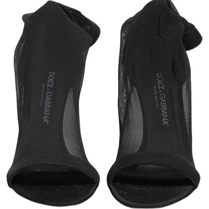 Dolce & Gabbana Black Nylon Mesh Sock Style Boots Shoes