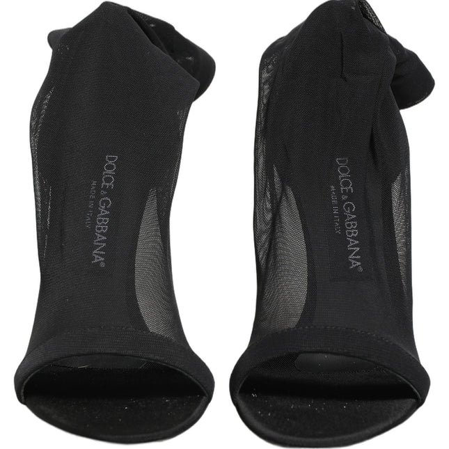 Dolce & Gabbana Black Nylon Mesh Sock Style Boots Shoes