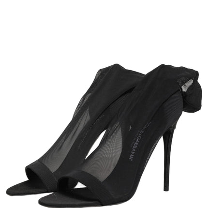 Dolce & Gabbana Black Nylon Mesh Sock Style Boots Shoes