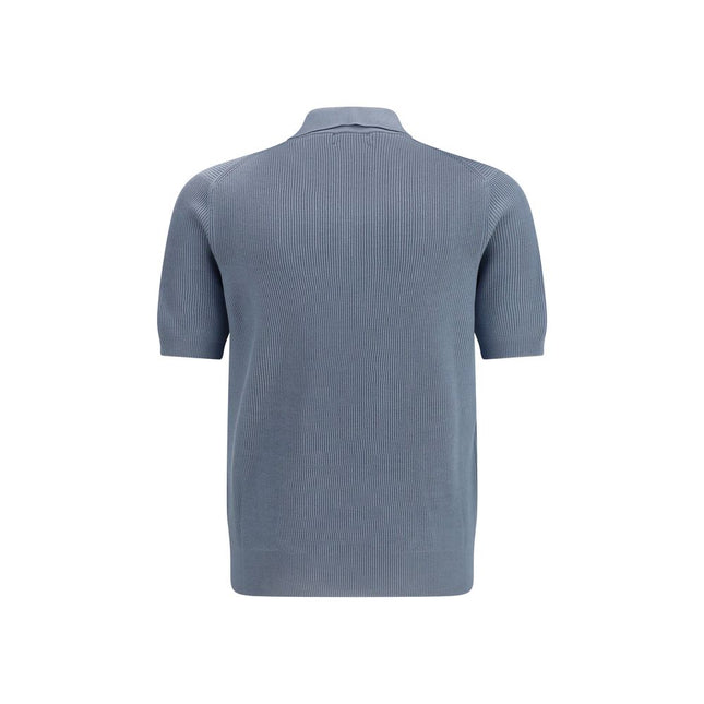 Brunello Cucinelli Blue Cotton Polo Shirt