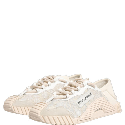 Dolce & Gabbana White Lace NS1 Low Top Sneaker Sports Shoes