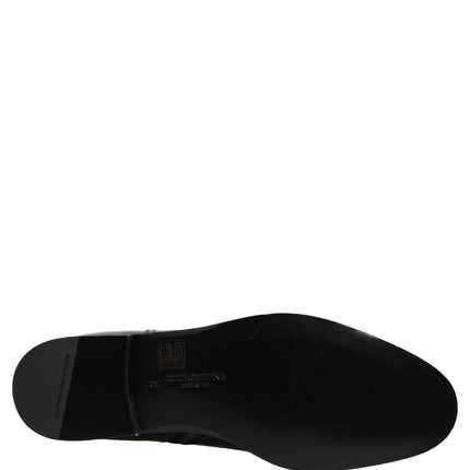 Dolce & Gabbana Black Leather Logo Buckle Mid Calf Boots Shoes