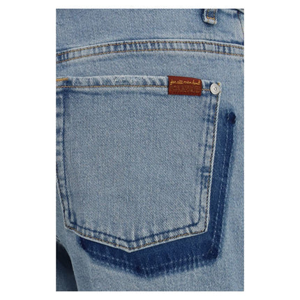 7FOR Blue Cotton Straight-Leg Jeans