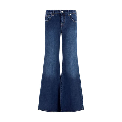 7FOR Blue Cotton Flared Jeans