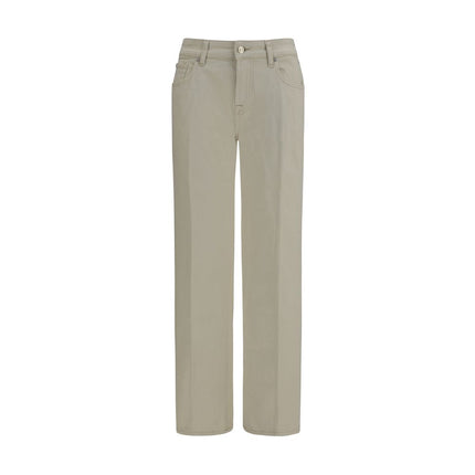 7FOR Beige Cotton Straight-Leg Jeans
