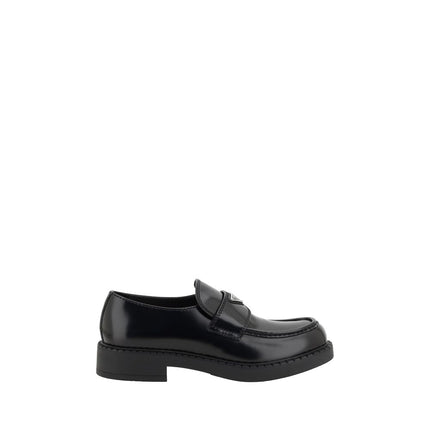 Prada Black Calf Leather Bos Taurus Platform Loafers