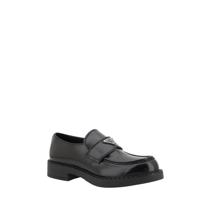 Prada Black Calf Leather Bos Taurus Platform Loafers