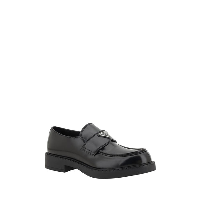 Prada Black Calf Leather Bos Taurus Platform Loafers