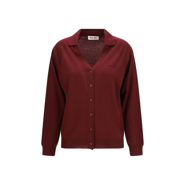 Miu Miu Bordeaux Wool Oves Aries Cardigan