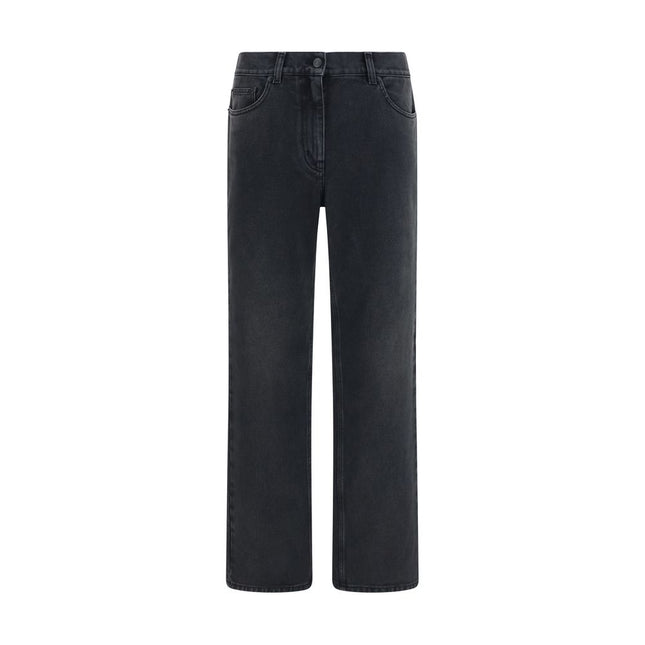 The Row Black Cotton Straight-Leg Jeans