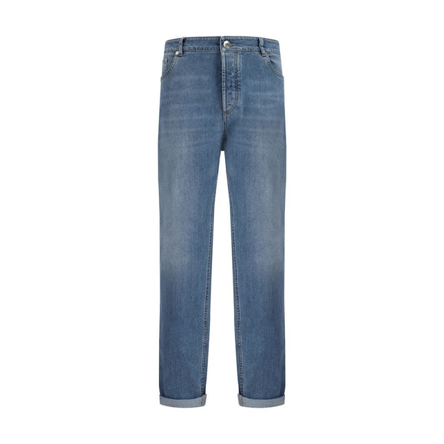 Brunello Cucinelli Blue Cotton Straight-Leg Jeans