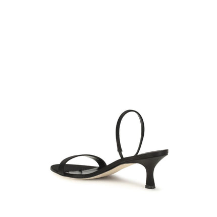 The Row Black Calf Leather Bos Taurus Strap-On Sandals The Row