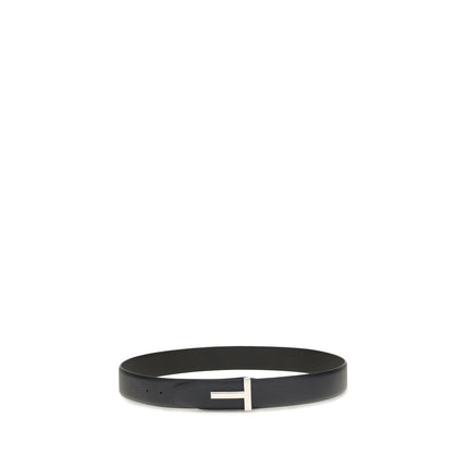 Tom Ford Black Calf Leather Bos Taurus Belt