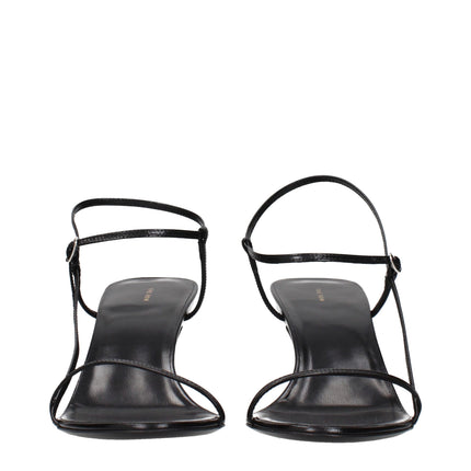 The Row Black Leather Stiletto Heel Sandals