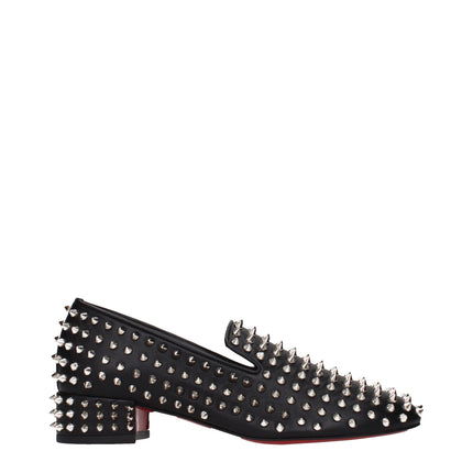 Christian Louboutin Black Leather Slip-On Loafers