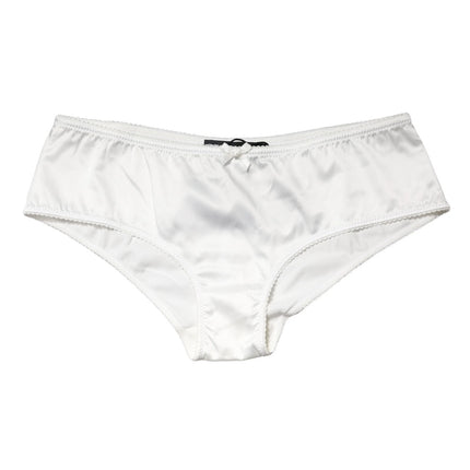 Dolce & Gabbana White Silk Stretch Mid Waist Brief Panty Underwear