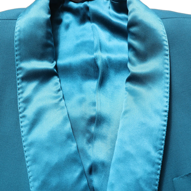 Dolce & Gabbana Teal Wool Double Breasted Formal Coat Blazer