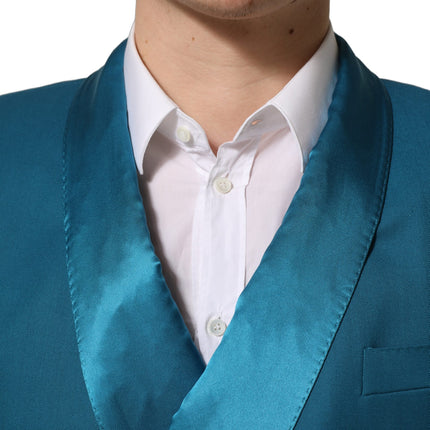 Dolce & Gabbana Teal Wool Double Breasted Formal Coat Blazer