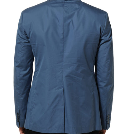 Dolce & Gabbana Blue Cotton Double Breasted Men Coat Blazer