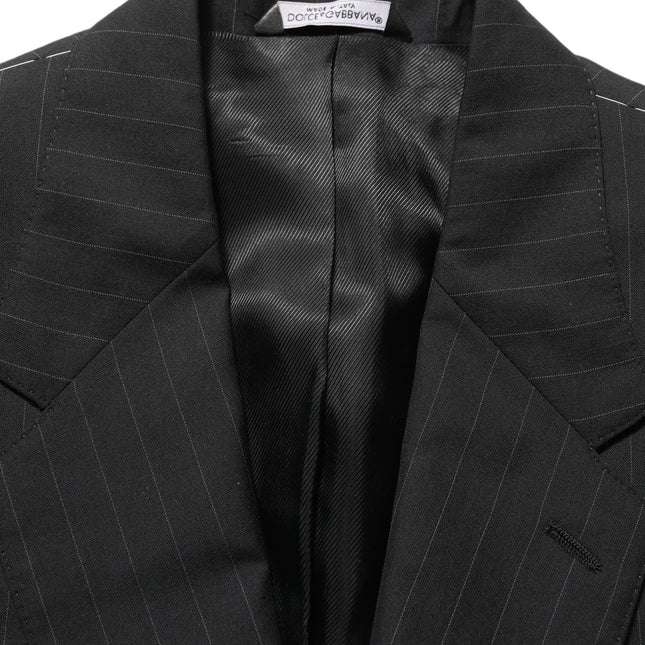Dolce & Gabbana Black Stripes Wool Single Breasted Blazer