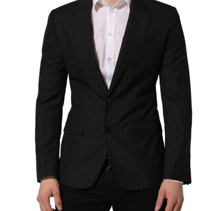Dolce & Gabbana Black Stripes Wool Single Breasted Blazer