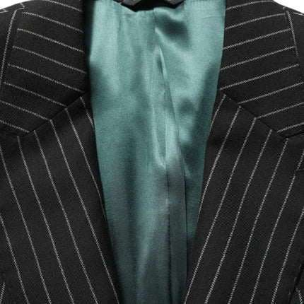 Dolce & Gabbana Black Stripes Wool Single Breasted Blazer