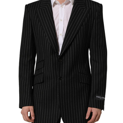 Dolce & Gabbana Black Stripes Wool Single Breasted Blazer
