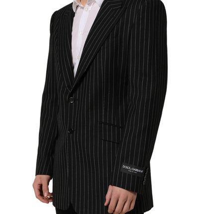Dolce & Gabbana Black Stripes Wool Single Breasted Blazer