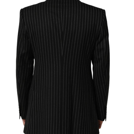 Dolce & Gabbana Black Stripes Wool Single Breasted Blazer