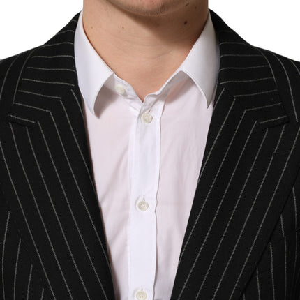 Dolce & Gabbana Black Stripes Wool Single Breasted Blazer