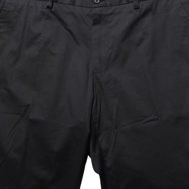Dolce & Gabbana Black Cotton Tapered Leg Dress Trouser Pants