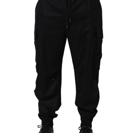 Dolce & Gabbana Black Mid Waist Cargo Jogger Sweatpants Pants