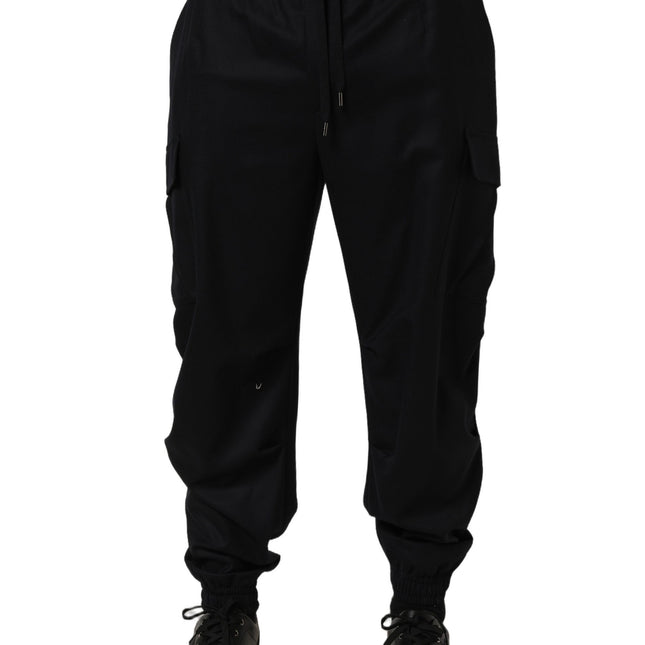 Dolce & Gabbana Black Mid Waist Cargo Jogger Sweatpants Pants