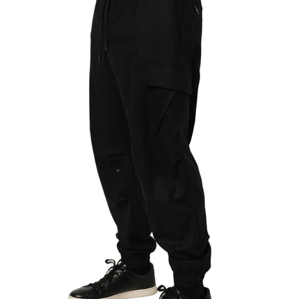 Dolce & Gabbana Black Mid Waist Cargo Jogger Sweatpants Pants