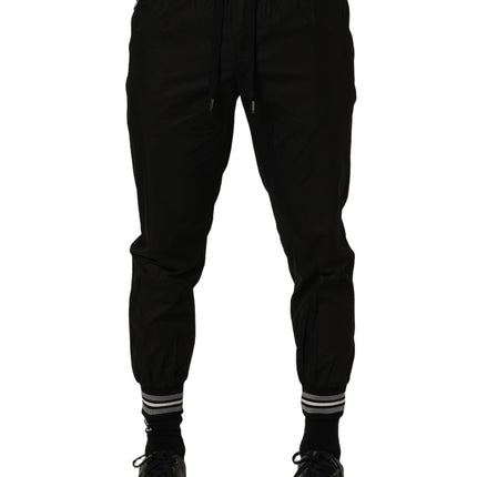 Dolce & Gabbana Black Cotton Mid Waist Jogger Sweatpants Pants