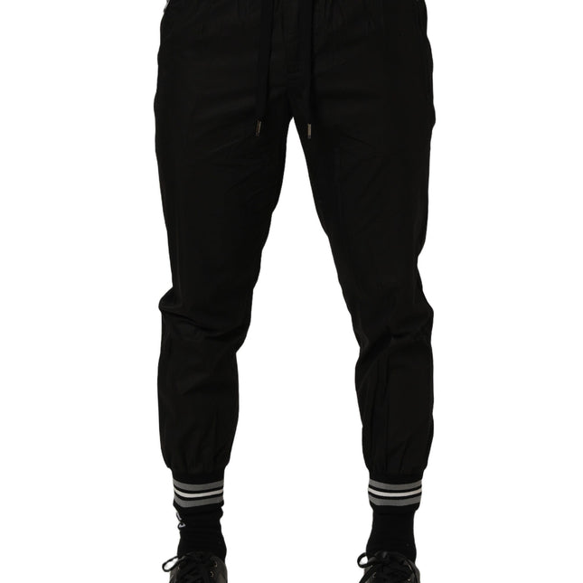 Dolce & Gabbana Black Cotton Mid Waist Jogger Sweatpants Pants