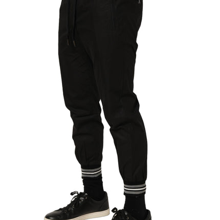 Dolce & Gabbana Black Cotton Mid Waist Jogger Sweatpants Pants