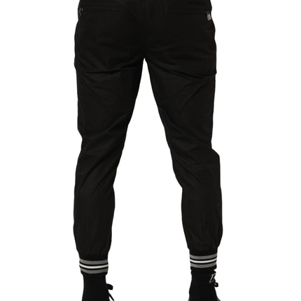 Dolce & Gabbana Black Cotton Mid Waist Jogger Sweatpants Pants