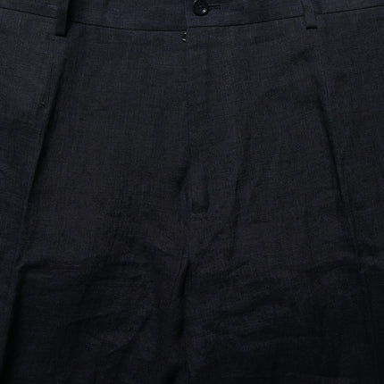 Dolce & Gabbana Black Linen Straight Leg Dress Trouser Pants