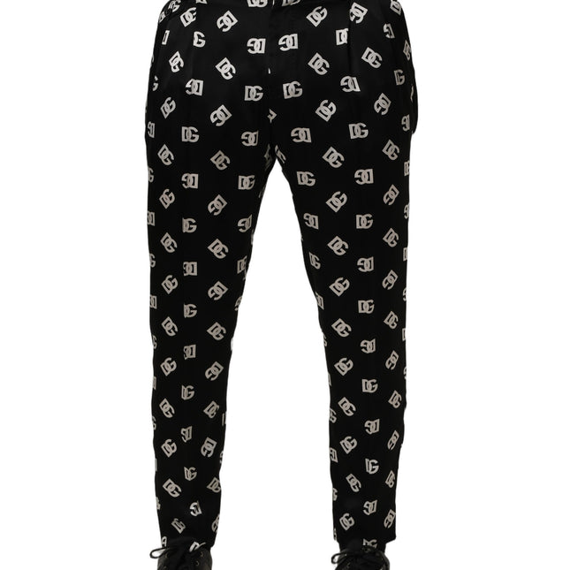 Dolce & Gabbana Black Silk Skinny Leg Dress Men Trouser Pants