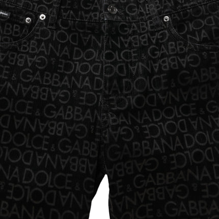 Dolce & Gabbana Black Logo Monogram Cotton Slim Denim Jeans