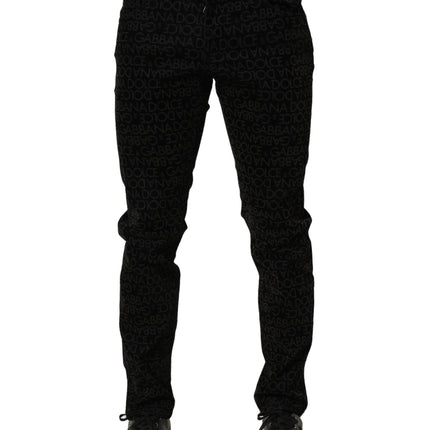 Dolce & Gabbana Black Logo Monogram Cotton Slim Denim Jeans